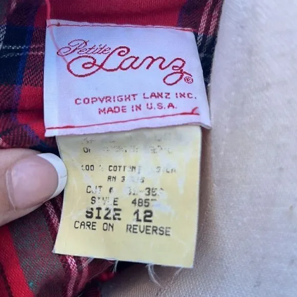 Petite Lanz Made USA Christmas Holiday flannel Vintage nightgown dress Womens 12